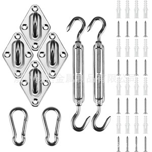 ชุดอุปกรณ์ยึดผ้าใบกันแดดสแตนเลส Eda 304 พร้อมตะขอและตัวปรับความตึง สำหรับกันแดดกลางแจ้ง - Product Image 1