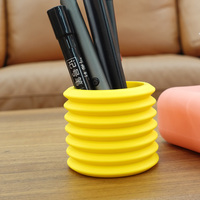 Boîte de rangement en silicone écologique Organisateur de bureau Porte-pinceau de maquillage multifonctionnel de forme ronde Porte-stylo