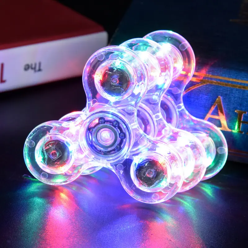 Amazon Hot Sale Crystal LED Light Fidget Spinner Stress Relief Toys Cool Coloring Lighting Hand Spinner