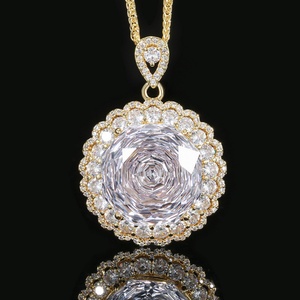High Quality Eco-friendly Copper Gold Plated Rose Cut 18MM Pink Cubic Zirconia Women <b>Sunflower</b> Jewelry Set for Daily Wear - Product Image 5