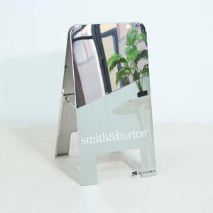 <b>Mirrored</b> Stainless Steel a Frame Sign Custom Logo <b>Foldable</b> Floor Standing Sidewalk Sign for Shop Store Front - Product Image 6