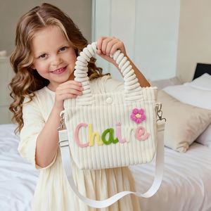 Personalised Handbags, Handmade Embroidered Corduroy Tote <b>Bag</b>, Back to <b>School</b> Gift, Travel Crossbody <b>Bag</b> - Product Image 3