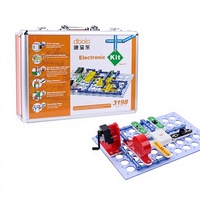 Kit électronique de circuits DIY de luxe 3198, jouet d'expérimentation scientifique, boîte en aluminium, manuel en anglais pour enfants