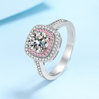 Bague de mode en argent sterling 925 avec diamants Moissanite taille ronde 1 carat, bague halo de fiançailles et de mariage pour femme