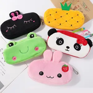 Wholesale Cute Cartoon Animal Children Kawaii School Stationery Zipper Pouch Felt Creative Plush Pencil Case Bag
