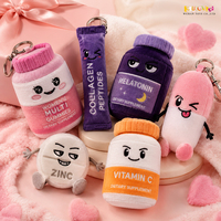Porte-clés en peluche capsule personnalisés en gros, mignons porte-clés pilule pour promotions de santé, cadeaux d'entreprise et campagnes de bien-être