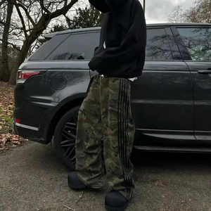 Jeans Baggy Retrò Y2K a Gamba Larga da Uomo, Pantaloni <span class=keywords><strong>Camouflage</strong></span> Ricamati a Righe Stile Harajuku, Alta Qualità, Hip Hop Streetwear - Product Image 4