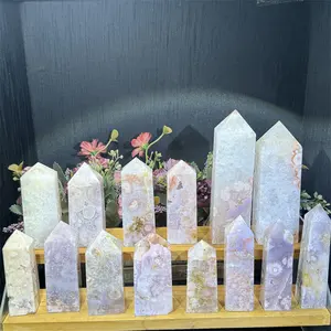 Hot Sale Fengshui Natural Crystals Healing Stones Crystal Craft Pink Amethyst Tower For Souvenir