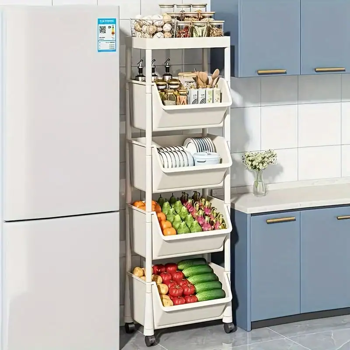 Floor-to-Ceiling Snack Cart Storage Rack Living Room Mobile Bathroom and Toilet Storage Holder