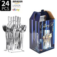 DINGYONG OEM/ODM Bestseller Amazons Hit 1010 Ensemble de couverts en acier inoxydable écologique 24 pièces, couteau, fourchette et cuillère de style occidental