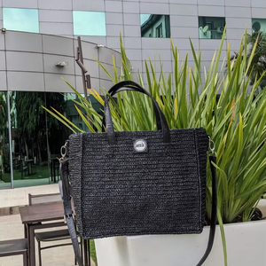 Bolsa de Compras de Rafia Tejida a Mano, Moda Sostenible, Forro de Rafia, Gran Capacidad, para Mujeres, Mercado de Agricultores, Viajes - Product Image 1