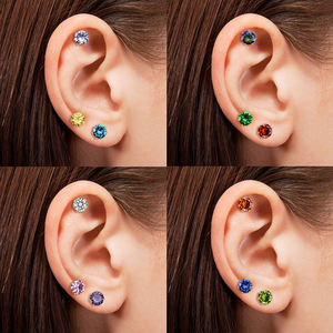 Non ternir 14k or zircon cubique pierre de naissance boucles <span class=keywords><strong>d</strong></span>'oreilles hypoallergénique en acier inoxydable pierre de naissance <span class=keywords><strong>diamant</strong></span> boucles <span class=keywords><strong>d</strong></span>'oreilles - Product Image 4