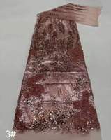 Tela de red de lavanda con bordado floral 3D, lentejuelas doradas y cuentas multicolor en stock, envío rápido, Dubái, Arabia Saudita, EE. UU., Europa, para novias