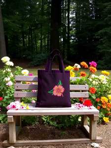 Tote with Embroidered Flower Pattern Centered - Product Image 2