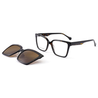 Monturas Ópticas Cuadradas de Acetato al por Mayor con Clip, Multiestilo, Ligeras, de Material de Acetato, para Uso Diario, con Lentes de Patrón Sólido