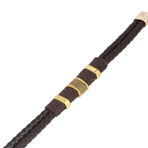 Bracelet en cuir PU tressé double rétro pour homme, forme cœur, fermoir magnétique, style motard, bracelets tressés - Product Image 3