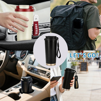 Mug à café isotherme en acier inoxydable à double paroi, thermos portable de voyage avec couvercle 2-en-1 et corde, cadeaux d'affaires