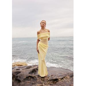 Private Label Customization Strapless Woven Bodice Cowl <b>Waist</b> Shoulder Maxi <b>Dress</b> Ladies OEM ODM Elegant Apparel - Product Image 4