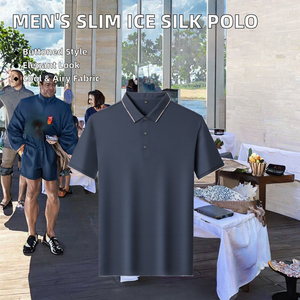 เสื้อเจอร์ซีย์ผ้าไหม/ผ้าฝ้ายแห้งเร็วเสื้อเชิ้ตแขนสั้นลำลองสำหรับผู้ชาย - Product Image 3