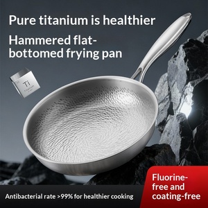 해머드 홀세일 고품질 스테인리스 티타늄 무코팅 논스틱 프라이팬 3중 바닥 가스레인지용 - Product Image 5