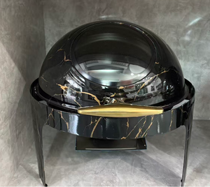 Set Buffet Riscaldato a Gas Guangsheng in Acciaio Inox Nero Oro 6L con Coperchio Trasparente, Forniture di Lusso per <span class=keywords><strong>Hotel</strong></span> e Ristoranti - Product Image 1