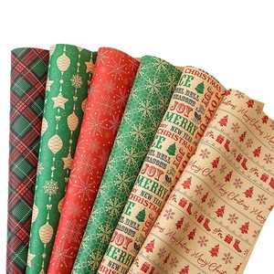 Papel de Regalo Navideño Kraft, Rollo de Papel Impreso en Cuatro Colores con Diseño de Copos de Nieve, Embalaje Navideño para Regalos y Manualidades - Product Image 2