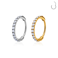 Anneau de septum articulé en titane ASTM F136 16G 14G avec zircon, boucles d'oreilles clicker pour femme, bijoux de piercing corporel, vente en gros