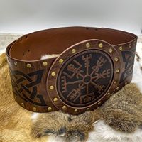 Ceinture en cuir PU avec boucle en forme de Vegvisir Viking médiéval en relief, ceinture rétro Renaissance pour chevalier, ceinture en cuir pour homme