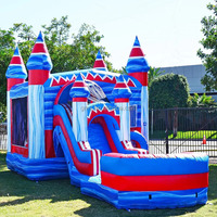 Château gonflable sur le thème de l'été personnalisé, combo château gonflable Castillo Inflable, château gonflable commercial et toboggan