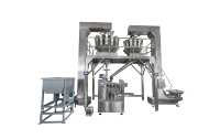 Machine de remplissage et d'emballage rotative entièrement automatique à grande vitesse pour sachets préformés Doypack, avec double peseuse à 14 têtes pour aliments et papier