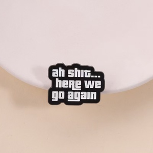 Pin de Esmalte de Alta Calidad en Blanco y Negro con Diseño de Hada, Personalizado 'Ah Shit Here We <span class=keywords><strong>Go</strong></span> Again', de Aleación de Esmalte Duro, Souvenir al por Mayor - Product Image 4