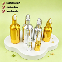Flacons en verre électroplaqués or et argent, vides et rechargeables, pour huiles essentielles et parfums, avec bouchon à vis, 15ml, 30ml, 1oz, 60ml, 2oz