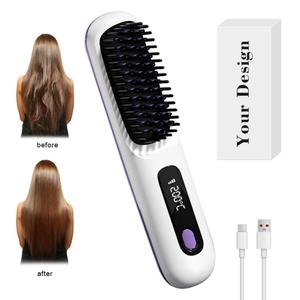 0728 Wireless Hair Straightener <b>Brush</b> Anti Scald Design for <b>Smooth</b> Styling at Home Travel or Business Trips - Product Image 4
