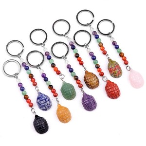 <span class=keywords><strong>Porte</strong></span>-clés hérisson 7 chakras en jaspe rouge et œil de tigre, artisanat en cristal pour la décoration intérieure, cadeau personnalisé fait main, ornement - Product Image 3