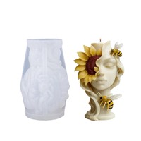 Neue Ideen Sonnenblumen-Porträt Aromatherapie-Kerzenform aus Silikon DIY Handgemachte Epoxidharz-Gips-Diffusor-Steinform