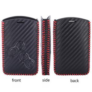 Housse de clé intelligente à <span class=keywords><strong>4</strong></span> boutons en cuir et fibre de carbone compatible avec Renault Megane <span class=keywords><strong>Scenic</strong></span> Laguna Fluence Clio Captur Koleos 2008-2019 - Product Image 6