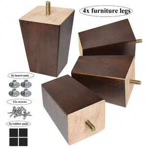 WEKIS Juego de 4 Patas de Madera Maciza de 4 Pulgadas en Color Antiguo para Muebles, Sofá, Gabinete, Sillón Reclinable, Piezas Metálicas para Uso Hospitalario - Product Image 5