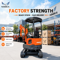 Mini-excavatrice NIMBUS 20X en promotion directe usine avec livraison gratuite, moteur Kubota D902, commande par joystick, chenilles en caoutchouc, pour travaux agricoles et de cour