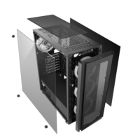 AntarcChill New Computer Cabinet Cooling Fan and RGB Chassis Pc With Tempered Glass Good Quality Pc Black Desktop Stock Pc Case