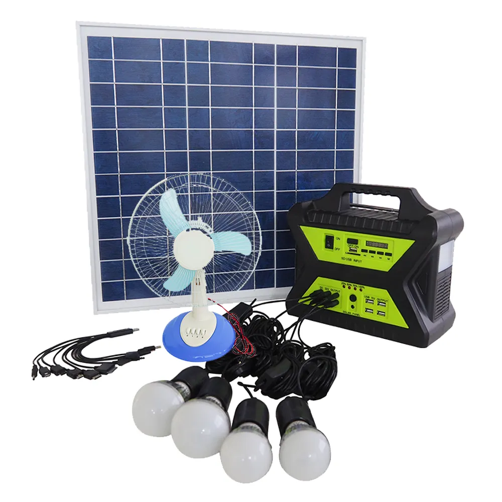 Lampu Solar LED 30W, Kit lampu rumah tenaga surya Mini DC usb 12V, Radio musik isi ulang daya