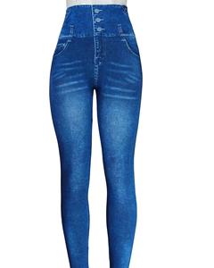 Leggings sans couture en denim scrunch <span class=keywords><strong>jegging</strong></span> nouveau pantalon coupe incurvée couche de taches femmes taille haute personnalisé Jean de détresse parfait - Product Image 2
