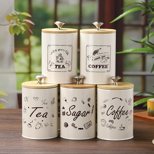 Hand-Painted Airtight Food Storage Tin - Large Capacity Iron <strong>Canister</strong> for Coffee, <strong>Tea</strong>, Candy, Snacks &amp; Grains - Product Image 1