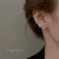 Anting Hoop Perak Sterling Gaya Korea FY-EK195, Serbaguna, Lucu, Lapis Rhodium & Emas, Tidak Perlu Dilepas Saat Tidur, Untuk Wanita