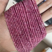 Manik-manik Batu Permata Alami 2mm Bersegi, Manik-manik Ruby Alami Deaigems 15g/untai untuk Perhiasan Gelang