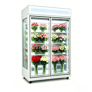 Vitrine à fleurs noire à deux portes avec boîte lumineuse publicitaire et système de refroidissement pour prolonger la durée de conservation des fleurs coupées - Product Image 6