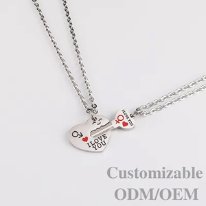 Collana in acciaio inox coppia Hip-hop pendente con chiave a forma di <span class=keywords><strong>cuore</strong></span> di fabbrica - Product Image 3