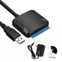 Adaptador de Disco Duro Sata 3 a USB3.0 de 15 Pines, Cable Convertidor USB a Sata de 2.5 Pulgadas para HDD/SSD, Cable Adaptador de Corriente de 2A para Disco Duro