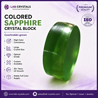 Bloc de cristal de saphir vert Czochralski, corindon synthétique cultivé par la méthode CZ pour la vente en gros de pierres précieuses pour bijoux