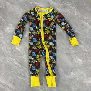 Romper Bayi Lengan Panjang Motif Bunga Biru, Piyama Anak dengan Ritsleting, Jumpsuit Baju Bayi Bahan Bambu - Product Image 5