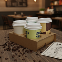 Plateau en papier écologique personnalisé en gros pour le café, le thé au lait, l'emballage à emporter, carton ondulé, porte-gobelet en papier